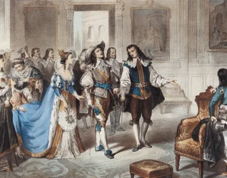 MURILLO, Bartolome Esteban (1617-1682). “El pintor Murillo visitando El Escorial” (“Painter Murillo visiting El Escorial). Litography by L. Turgis