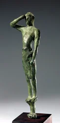 Hombre en oración, escultura de bronce griega arcaica encontrada en la Gruta de Psychso, Creta, período minoico tardío, c.1500 a.C.