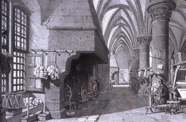Manche N* 016, Museo de Avranches, “La sala de los caballeros” del Mont St Michel, Litografía