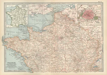Mapa de Francia, c.1900 (grabado)