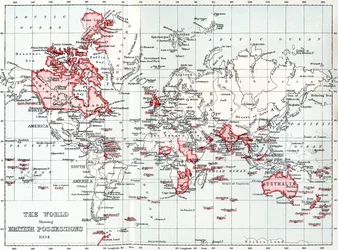 Mapa del mundo que muestra las posesiones británicas en 1904