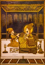 Pintura en miniatura, Fuerte Meherangarh, Jodpur, Jodpur, Rajastán, India, Asia (foto)