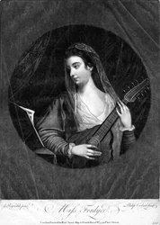 Miss Fordyce tocando la cítara
