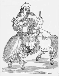 Arquero mongol a caballo (grabado)
