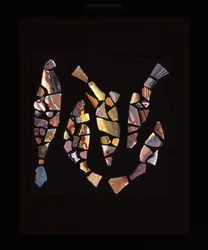 Fragmentos de azulejos de peces en mosaico, c. siglo I a.C. - siglo I d.C.