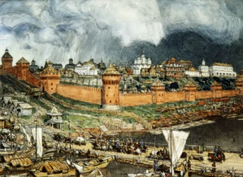 El Kremlin de Moscú durante el reinado de Iván Lli (Iván el Grande) en el siglo XVI, de Apolinary Vasnetsov (1921).