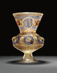 Lámpara de mezquita, Egipto o Siria mameluca, finales del siglo XIV - principios del siglo XV