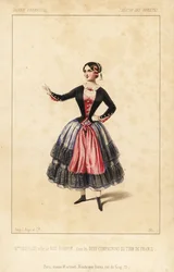 Sra. Elisabeth Augustine Bressant en el papel de Nini Pompon en Les Deux Compagnons du Tour de France de Lockroy y Wailly, Theatre des Varietes