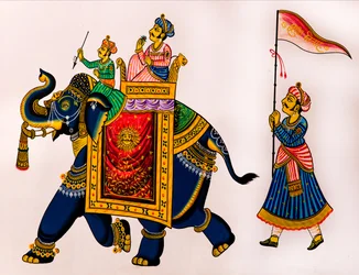 Pintura mural en el casco antiguo, Udaipur, Udaipur, Rajastán, India, Asia (foto)