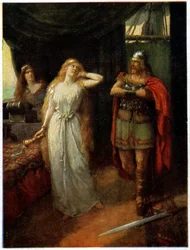 Música. Ópera. Tristán e Isolda. Ilustración de Ferdinand Leeke para la ópera Tristan und Isolde, de Richard Wagner (1865), Alemania, c.1910 (tarjeta postal)