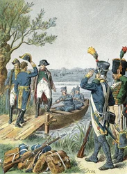 Napoleón I en la isla de Lobau con André Massena (1809)