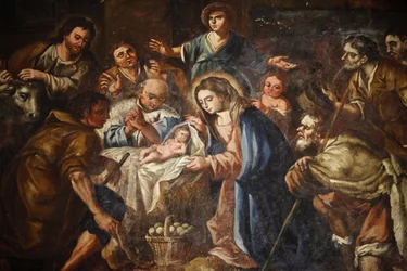 Pintura de la Natividad en la Iglesia ex-conventual de Ntra. Sra del Carmen, Antequera, España