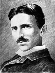 Nikola Tesla, ingeniero, físico e inventor serbio nacido en Croacia, hacia 1885