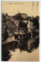 Normandía, Calvados (14), Lisieux: casas al borde del Touques - Postal fechada en 1934