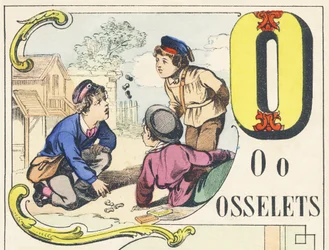 O: osselets - Alfabeto de juegos, c.1890