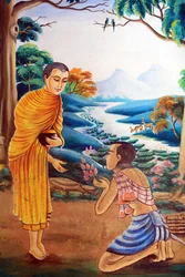 Pintura que representa la historia de la vida de Buda Shakyamuni. Wat Naxai. Vientiane, Laos