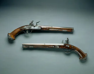 Par de pistolas de chispa, fabricante del cañón Lazarino Cominazzo, fabricante del cerrojo Gio Borgognone, c.1690-1700