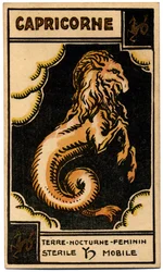 Paranormal. Astrología. Capricornio (el Mar Got). Carta astrológica de: Le Tarot Astrologique (Tarot Astrológico), de Georges Muchery, Francia.