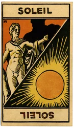 Paranormal. Astrología. El Sol (estrella). Carta astrológica de: Le Tarot Astrologique (Tarot Astrológico), de Georges Muchery, Francia.