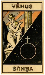 Paranormal. Astrología. Venus (planeta). Carta astrológica de: Le Tarot Astrologique (Tarot Astrológico), de Georges Muchery, Francia.