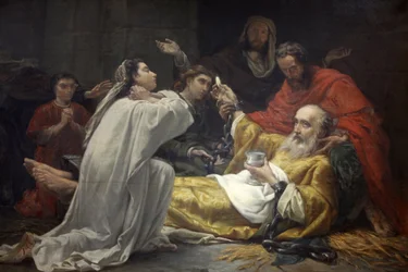 París, Francia Pintura en la iglesia de Saint-Francois-Xavier: Muerte de Saint-Francois-Xavier, París, Francia