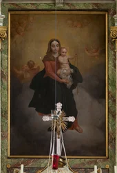 Iglesia parroquial (Sint-Machutuskerk Wannegem). Interior. El altar mayor. Pintura. Firmado Van Lanselaere 1844.