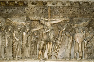 Parma Emilia Romagna Italia Piazza del Duomo en la Cúpula del Duomo Desposizione Descenso de la Cruz de Benedetto Antelami 1178