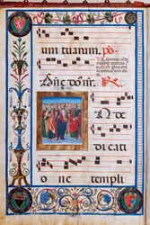 Biblioteca Piccolomini: libro de coro, cod. 26.R, ff. 29v con "Cristo y todos los Santos", de Giovanni di Taldo.