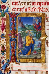 Biblioteca Piccolomini: libro de coro, cod. 7.G, ff. 40v con la "Visión de Jeremías", de Guidoccio Cozzarelli. Detalle.