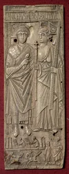 Placa que representa a Basilisco, Emperador de Oriente (d.478) con una carrera de carros abajo, Romano, 480 d.C.