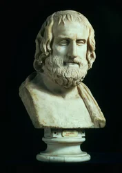 Busto retrato de Eurípides (c.480-406 a.C.), copia del original griego de finales del siglo IV a.C.