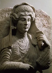 Retrato busto en relieve de tumba, Romano, c.2do/3er siglo DC
