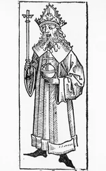 Retrato de Carlos IV de Luxemburgo (1316-1378), Rey de Alemania y Rey de Bohemia (como Carlos) de 1346 a 1378, y Emperador del Sacro Imperio Romano de 1355 a 1378, xilografía