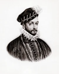 Retrato de Carlos IX (1560-1574) rey de Francia, grabado, sd.