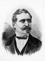 Retrato de Giovanni Prati (1815-1884), poeta y político italiano, grabado por Centenari después de una fotografía de Michele Schemboche (activo ca 1856-1906)