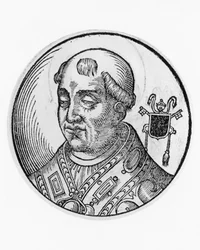 Retrato de San Agatón (575-681), 79º Papa de la Iglesia Católica desde 678, grabado