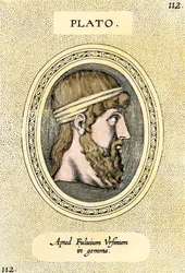 Retrato del filósofo griego Platón (428-348 a.C.) Grabado.