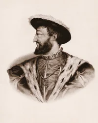 Retrato del rey de Francia Francisco I (1494-1547) Grabado del siglo XIX