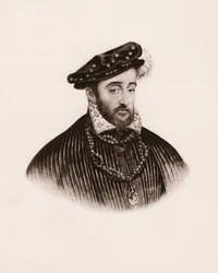 Retrato del rey de Francia Enrique II (1519-1559) Grabado del siglo XIX