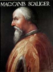 Retrato del Señor de Verona Can Francesco della Scala llamado Cangrande I (1291-1329) Pintura anónima. Galería de los Uffizi (Oficinas), Colección Gioviana