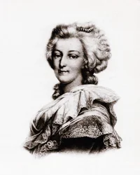 Retrato de la reina de Francia María Antonieta de Austria (1755-1793) Grabado del siglo XIX
