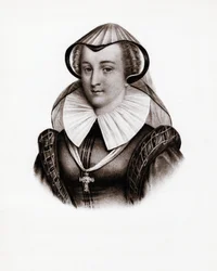 Retrato de la reina de Francia María Estuardo (María Iere de Escocia) (1542-1587). Grabado del siglo XIX