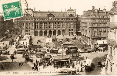 Tarjeta postal/Estación Saint Lazare/París/Seine/Ile de France/Francia