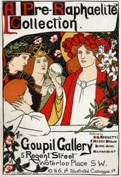 Exposición prerrafaelita en la Galería Goupil, Londres, c. 1897 (cartel)