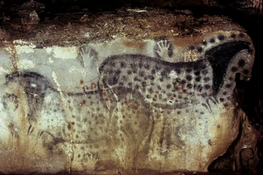 Cueva prehistórica de Pech Merle/Caballos moteados y manos negativas/25,000 años/Cabrerets/Lot/Midi Pirineos/Francia