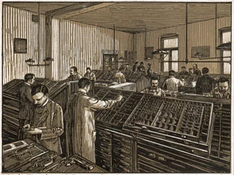 Imprenta en Budapest. (grabado, ca. 1910)
