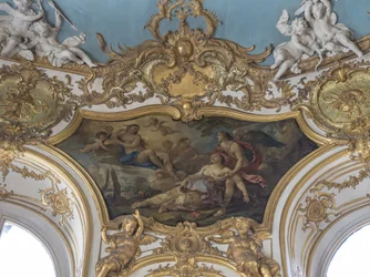Psique es defectuosa en presencia de Venus. Pintura de Charles Joseph Natoire (1700-1777)