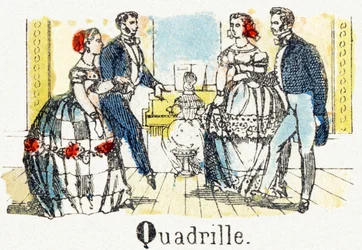 Q - Cuadrilla - Alfabeto de entretenimiento infantil circa 1890 (litografía)