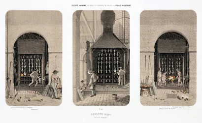 Procesamiento de materias primas, metalurgia, hornos de reducción, fábrica de zinc, Angleur, Bélgica