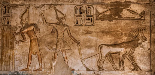 Relieve con escenas de fuego en la pared noreste de la sala 26, Medinet Habu, templo mortuorio de Ramsés III, Luxor, Tebas-Oeste, Egipto, África (foto)